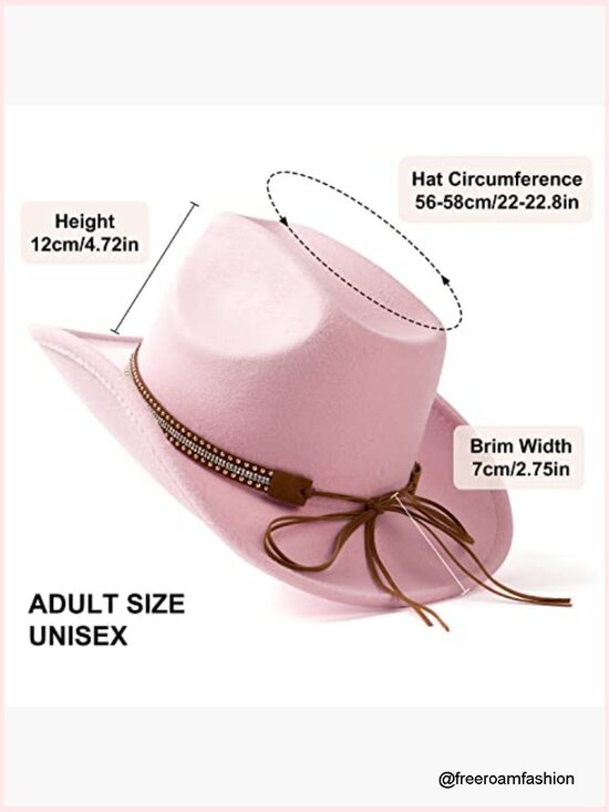 Felt Wide Brim Western Cowboy Fedora Hat with Belt main image 5